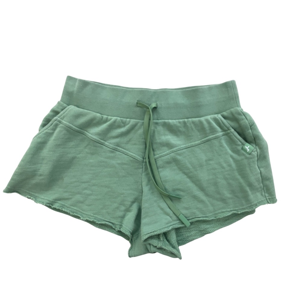 JoyLab Womens Sage Green French Terry Raw Hem Athletic Lounge Shorts Size M